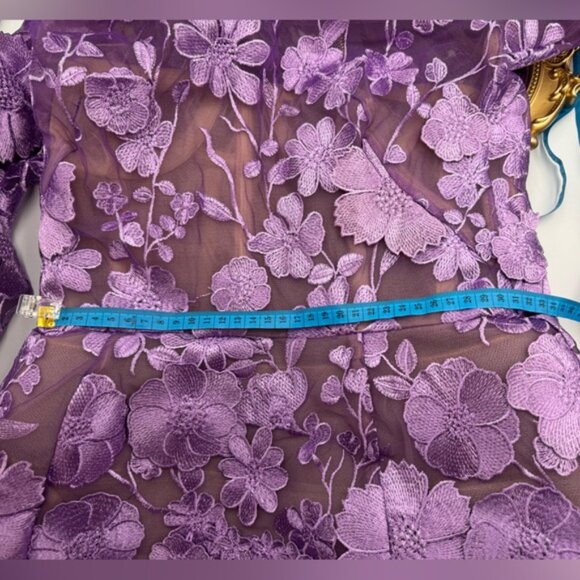 🆕 BRONX & BANCO 🧿 NWOT Bouquet Maraya Long Sleeve Mini Dress, Lilac Sz S US 4 - Picture 16 of 16